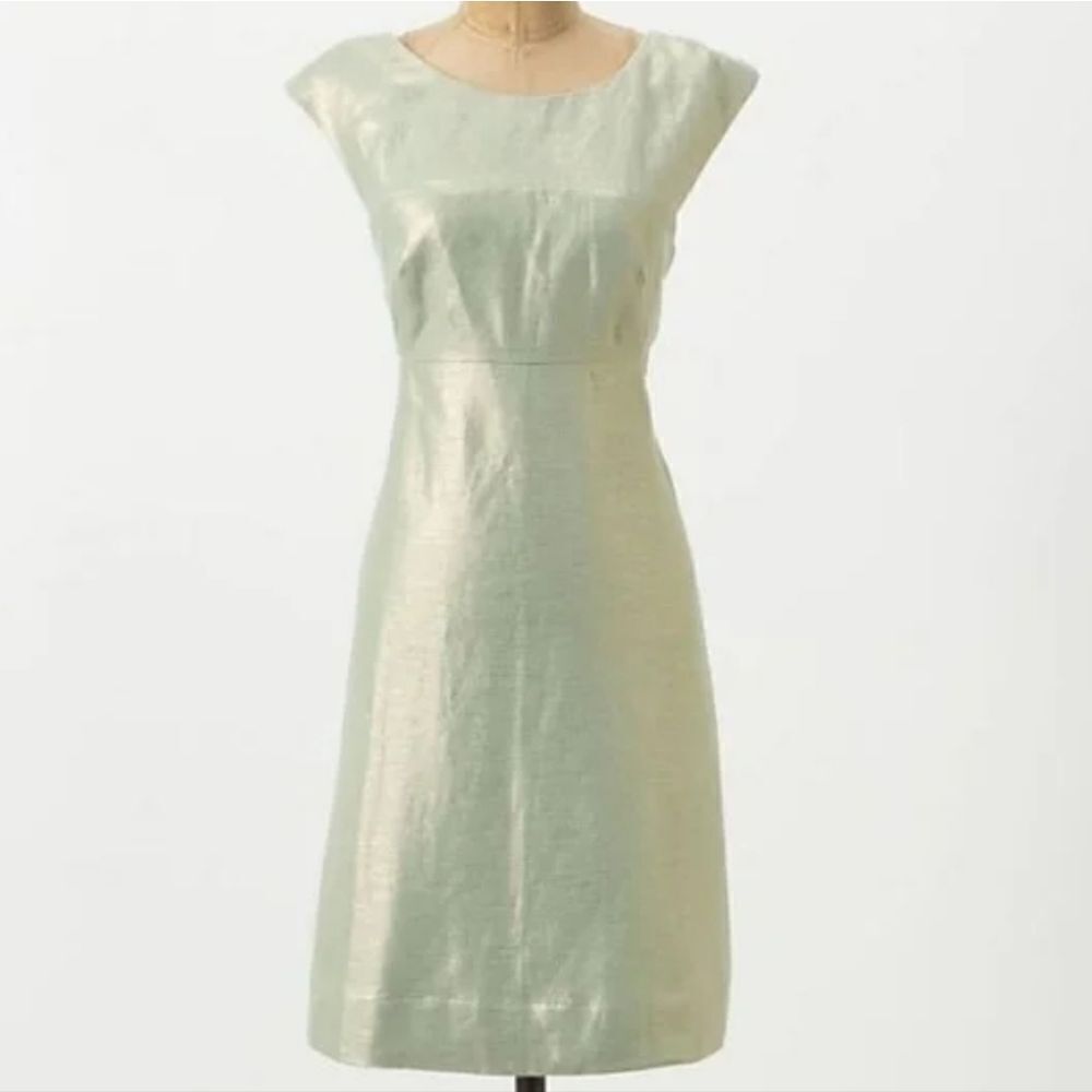 Maeve Antropologie Shimmery Cut Out Linen Dress.